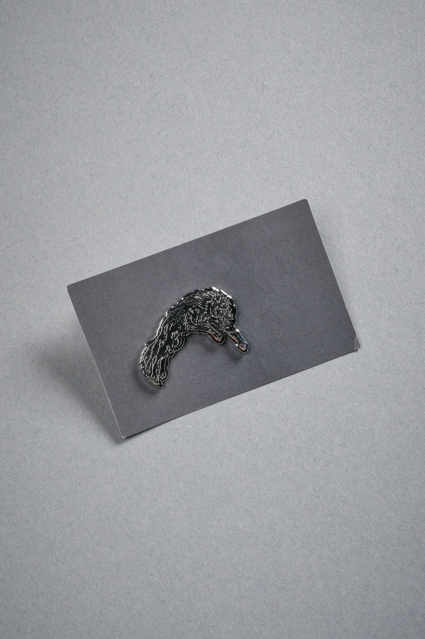Leaping Wolf Enamel Pin in Silver/Black