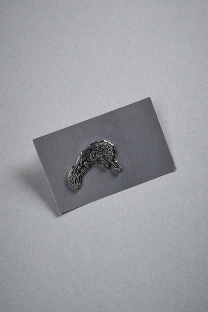 Leaping Wolf Enamel Pin in Silver/Black