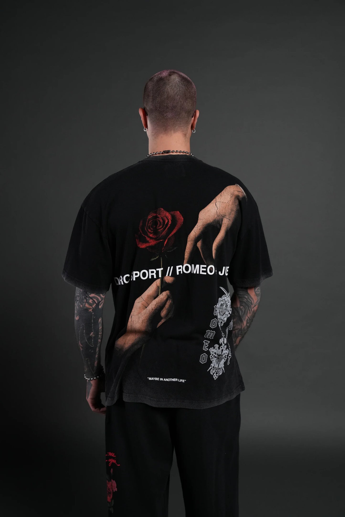 Crossed Hearts Premium Oversized Tee in Black