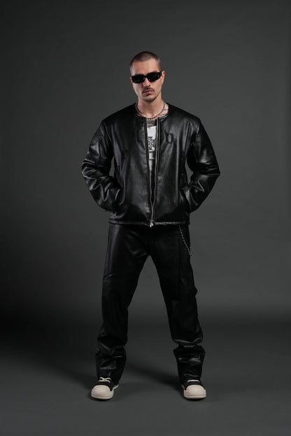 Wolves Pyramid Jesse Biker Jacket in Black