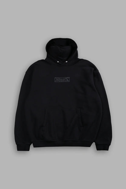 PUNISHER BOX CUT PIERCE HOODIE IN BLACK