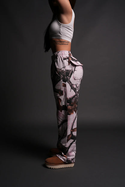DUAL SHE WRATH SWEATS IN BROWN/LIGHT MAUVE WOODLAND CAMO