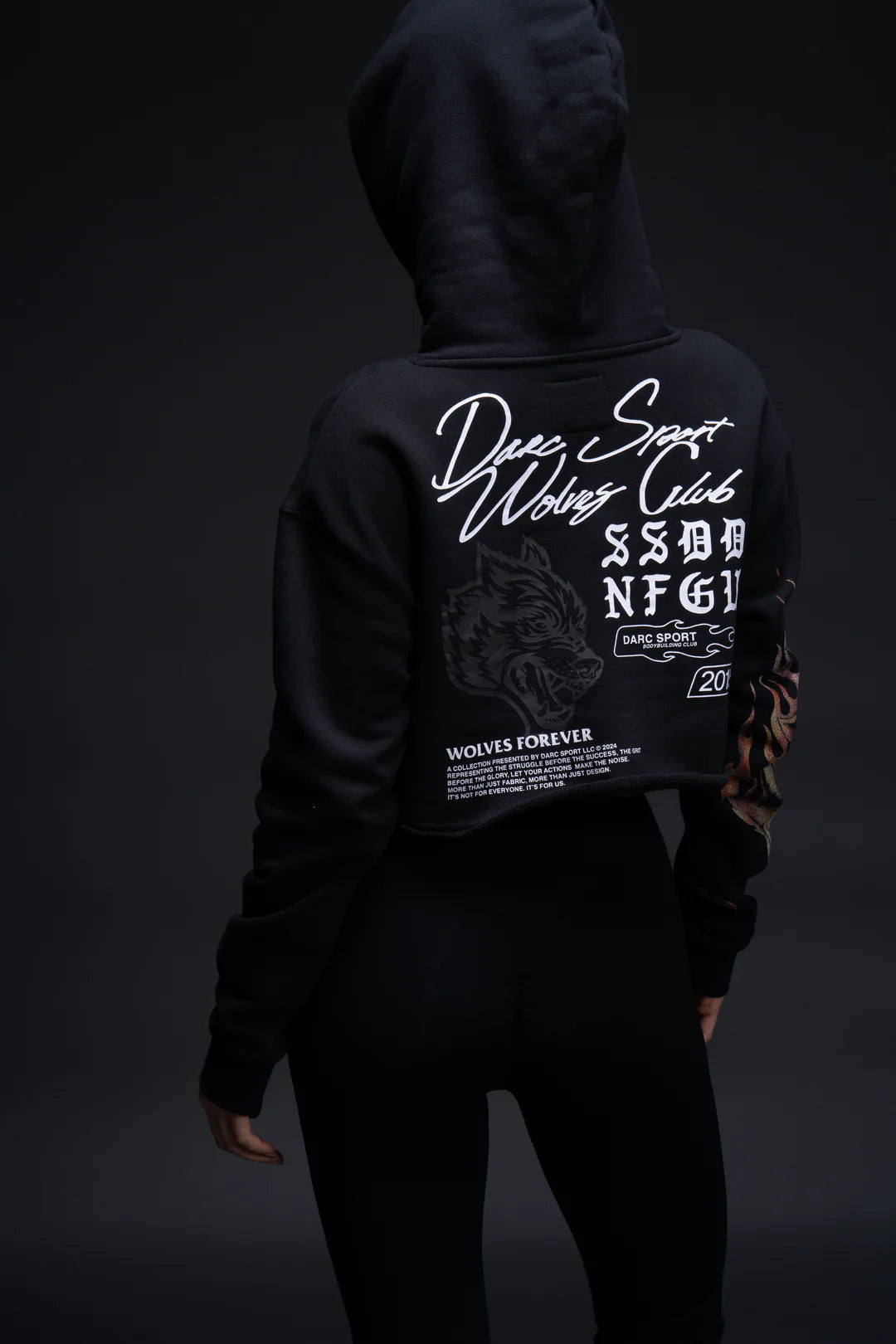 THE FIRE WITHIN "VINTAGE PIERCE" (CROPPED) HOODIE IN BLACK