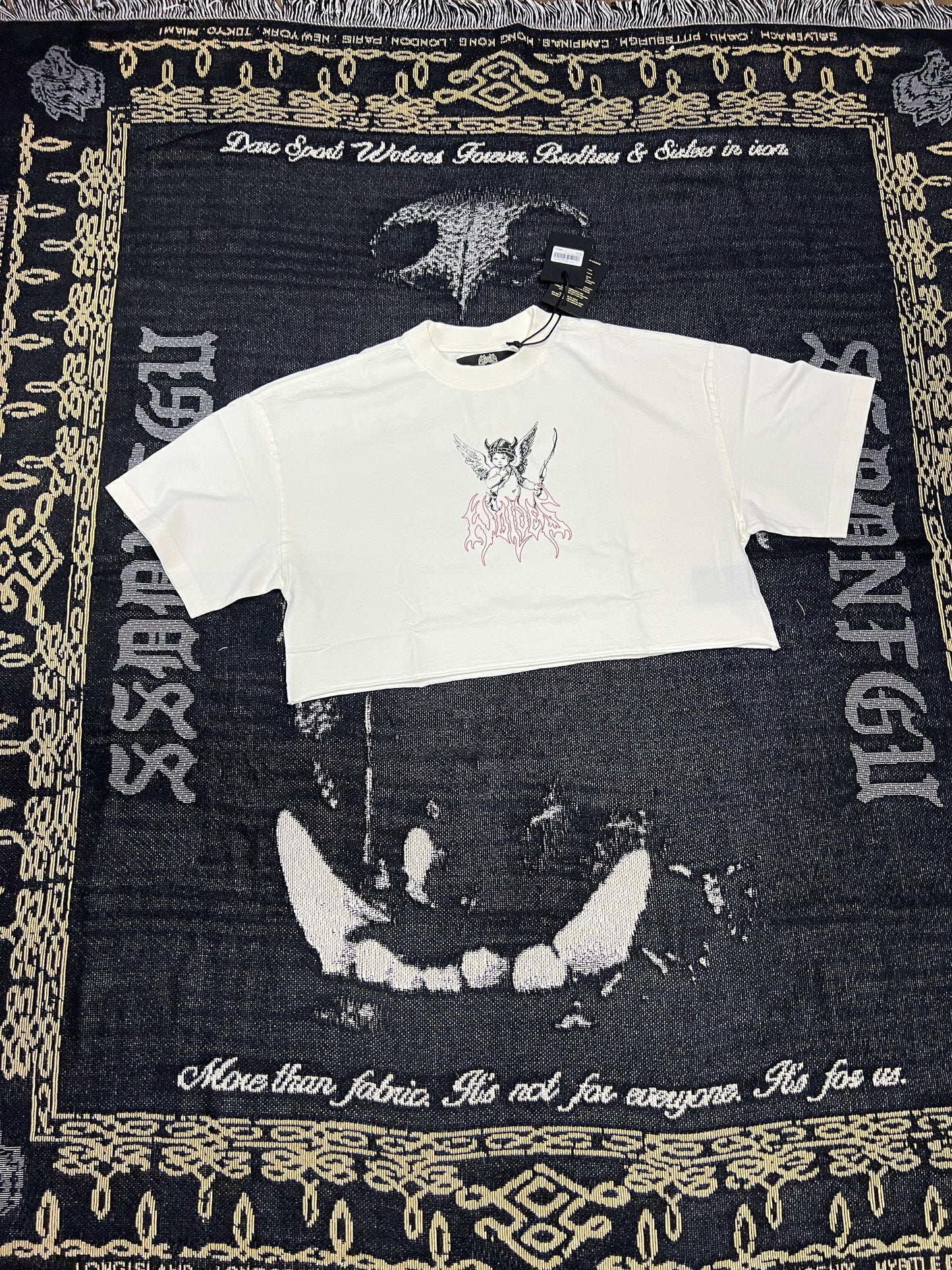 VIKING CHERUB “GRUNGE” OVERSIZED (CROPPED) TEE IN CREAM