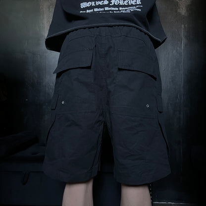 CIVIL CORE ULTRA BAGGY CARGO SHORTS IN BLACK