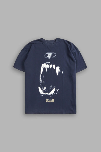 BLOOD THIRSTY KANJI "PREMIUM" OVERSIZED TEE IN MIDNIGHT BLUE