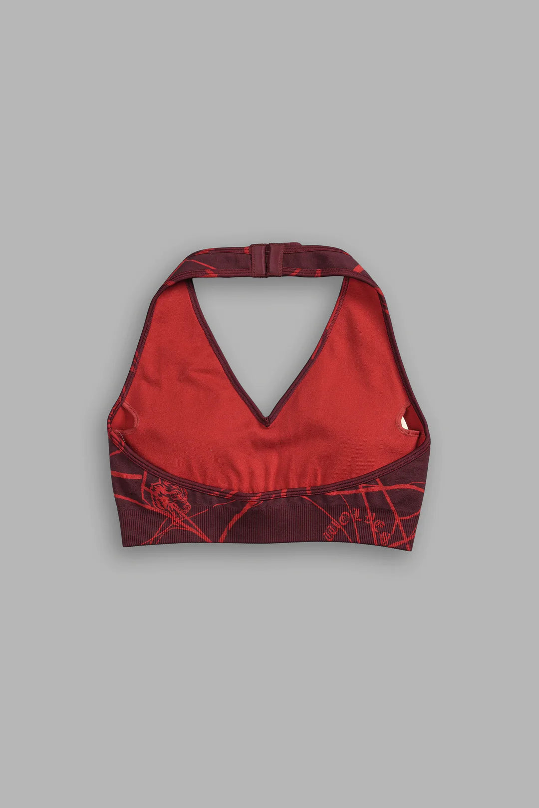 HER DARCNESS “EVERSON SEAMLESS” HALTER BRA IN ROMAN RED SPIDER WEB