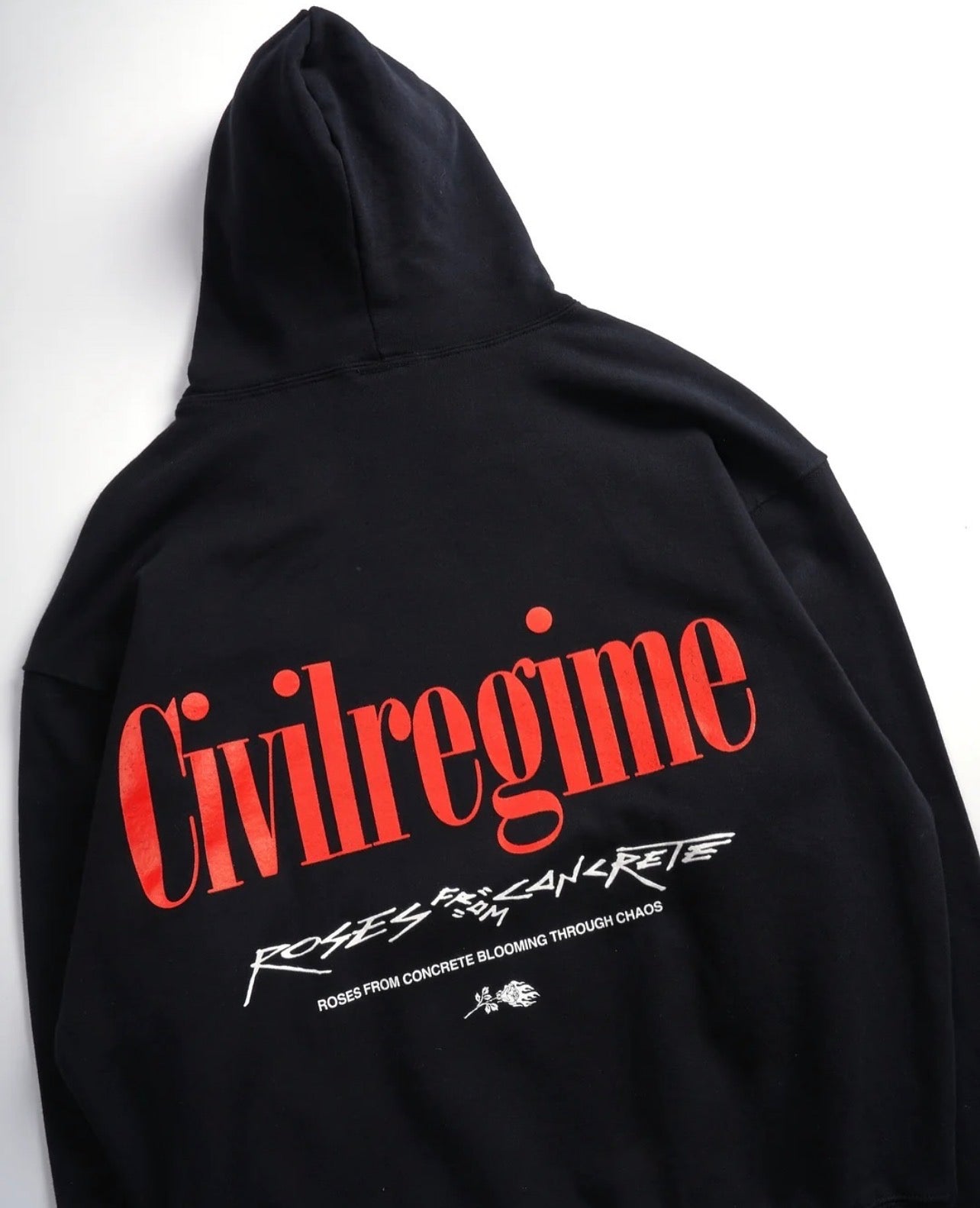 CONCRETE ROSE SNAP HOODIE IN BLACK