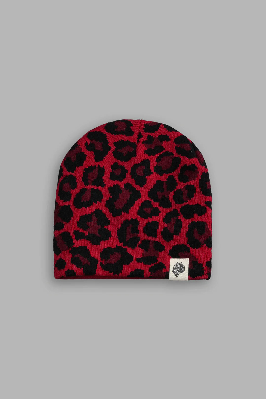 WOLF PATCH V2 CAP BEANIE IN RED LEOPARD