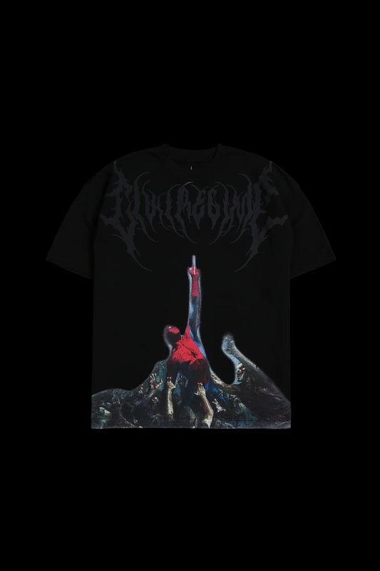 ZOOMBIE SPIDERMAN AMERICAN CLASSIC OVERSIZED TEE IN BLACK