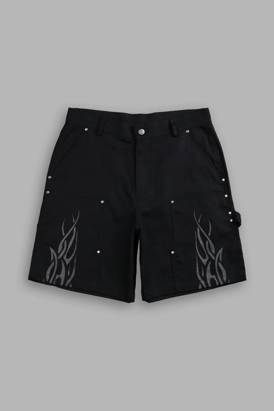 FINITE FLAME OVERSIZED CLARK UTILITY SHORTS IN BLACK