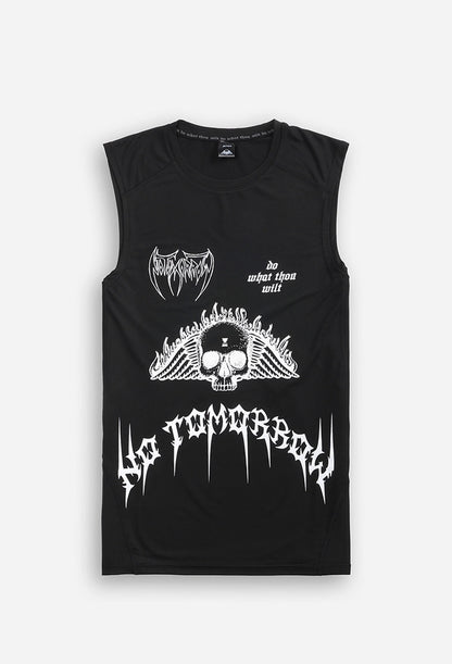 METAL DEATH V2 SLEEVELESS COMPRESSION SHIRT IN BLACK