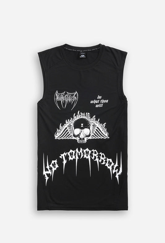 METAL DEATH V2 SLEEVELESS COMPRESSION SHIRT IN BLACK
