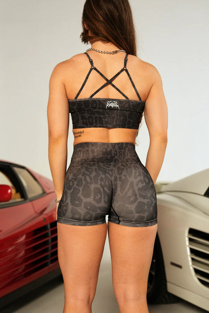 HESH V2 EVERSON SEAMLESS “SIERRA” SHORTS IN CHARCOAL LEOPARD