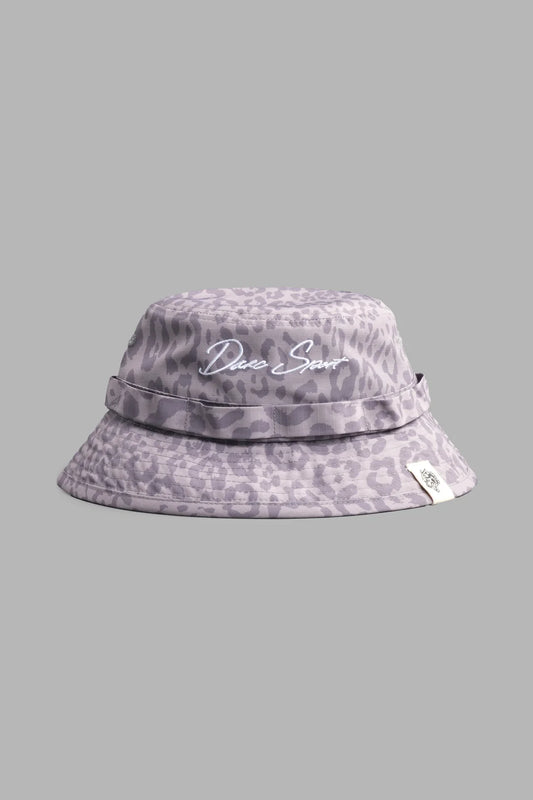 DARC SCRIPT BOONIE BUCKET HAT IN CLAY LEOPARD