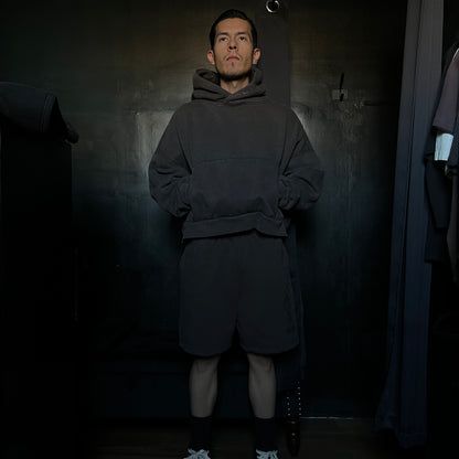 CONCRETE SIN ODIN OVERSIZED CROPPED HOODIE IN SUN WASH BROWN