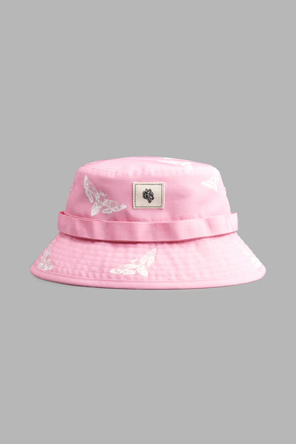 DEATH MOTH BOONIE BUCKET HAT IN CHERRY BLOSSOM