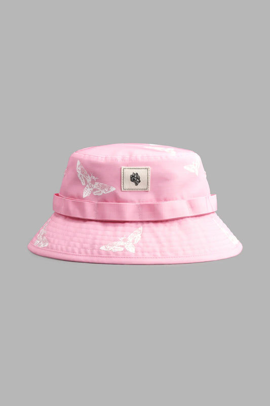 DEATH MOTH BOONIE BUCKET HAT IN CHERRY BLOSSOM