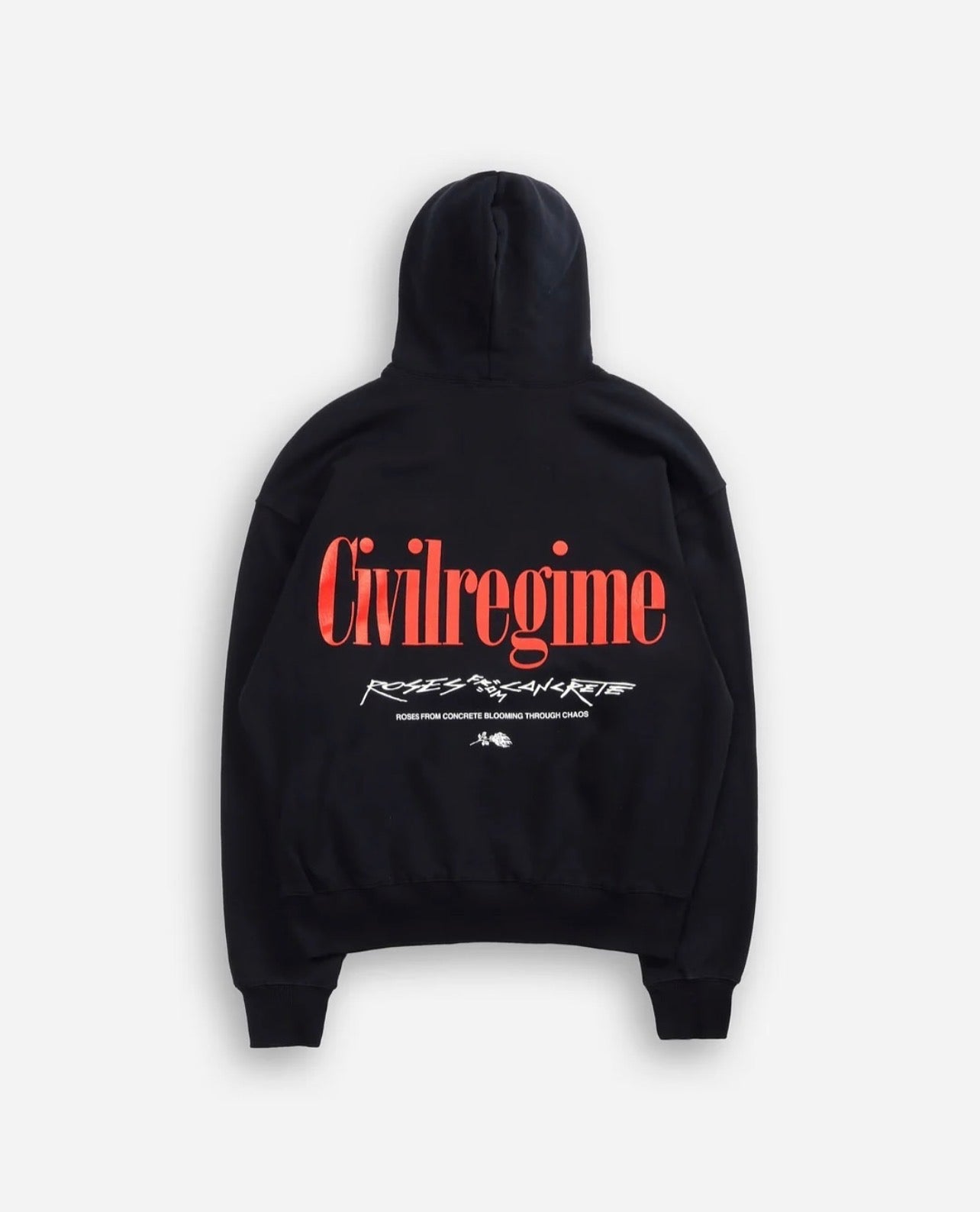 CONCRETE ROSE SNAP HOODIE IN BLACK