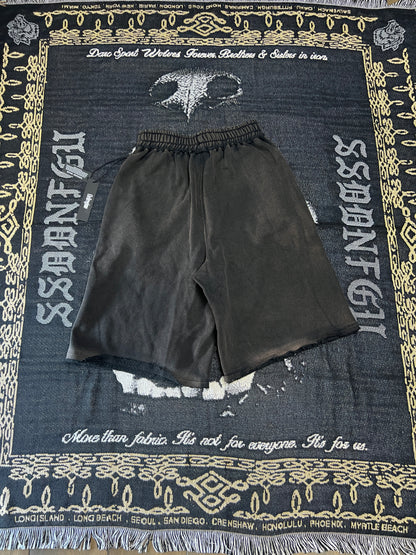 CONCRETE SIN FLEECE JORTS IN SUN WASH VINTAGE BLACK