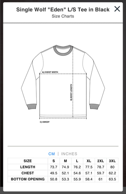 SINGLE WOLF "EDEN" L/S TEE IN BLACK