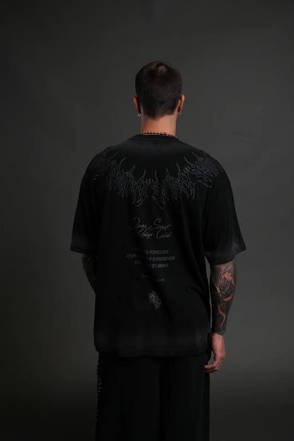 HESH CORE PREMIUM OVERSIZED TEE IN BLACK DAWN SUN FADE