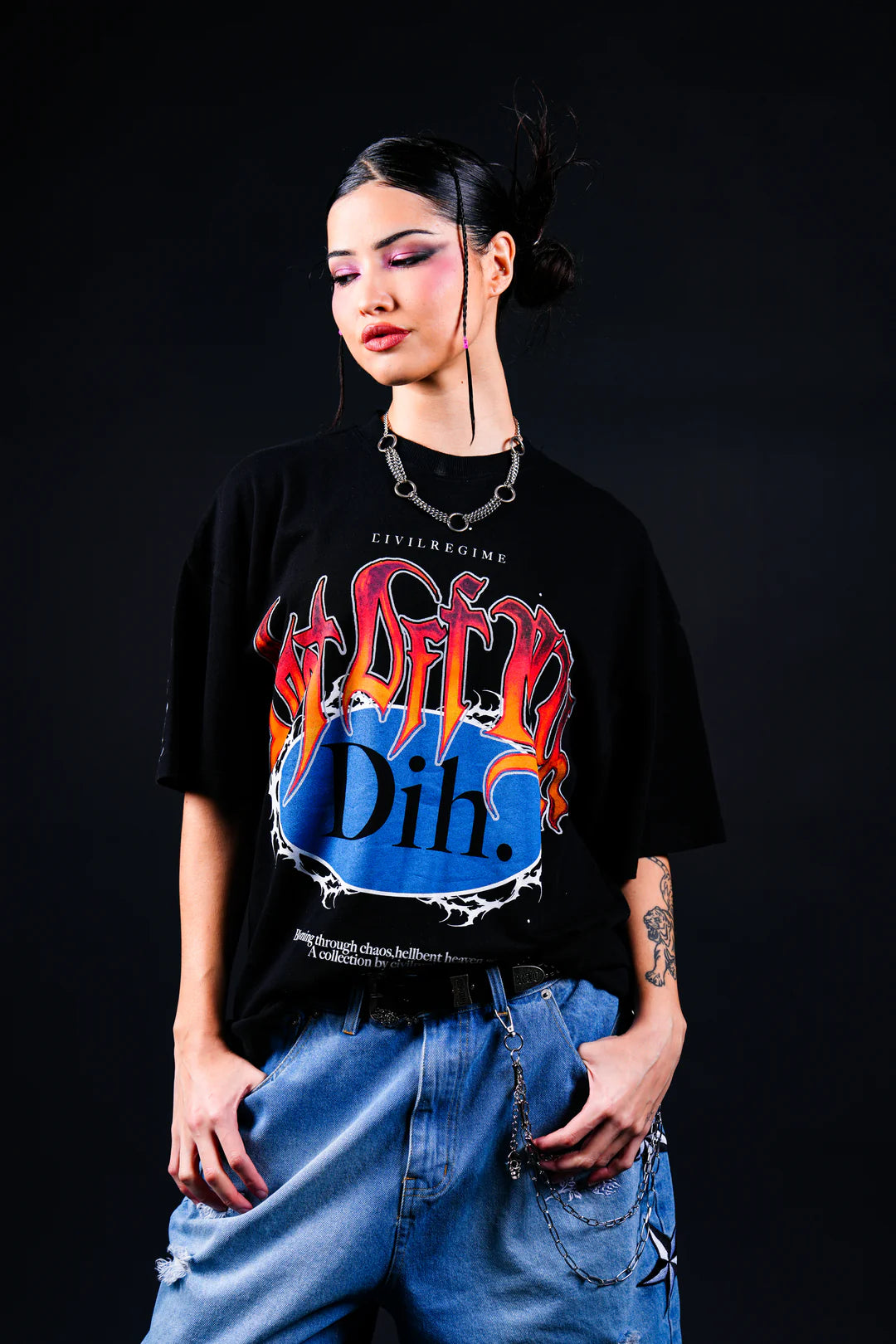 GET OFF MY DIH AMERCIAN CLASSIC OVERSIZED TEE IN BLACK