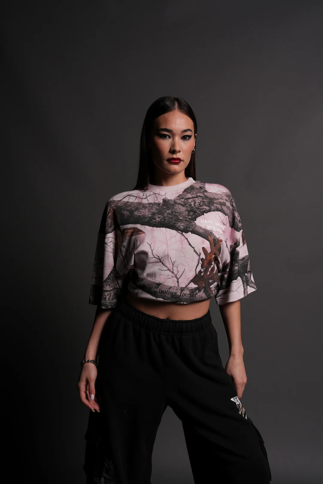 DARC SPORT WOLVES “PREMIUM” OVERSIZED TEE IN BROWN/LIGHT MAUVE WOODLAND CAMO