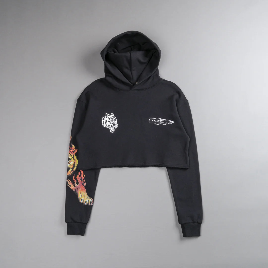 THE FIRE WITHIN "VINTAGE PIERCE" (CROPPED) HOODIE IN BLACK