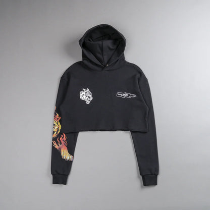 THE FIRE WITHIN "VINTAGE PIERCE" (CROPPED) HOODIE IN BLACK