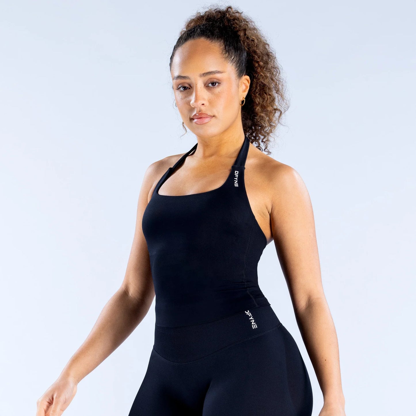 Impact Halter Top In Midnight Black