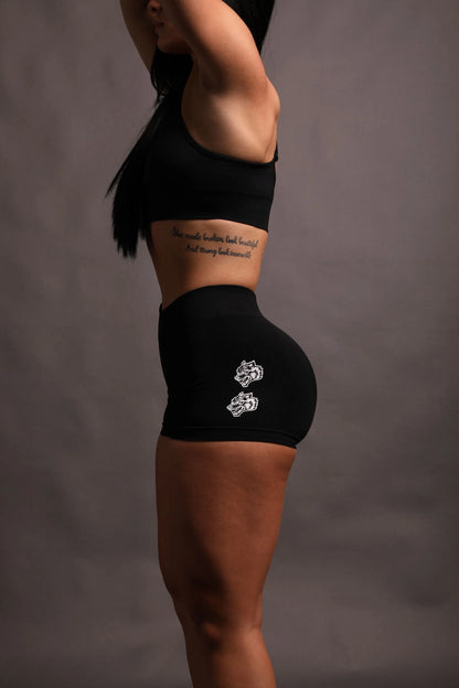 SHE OUR LOYALTY KATYA SEAMLESS SHORTS IN BLACK