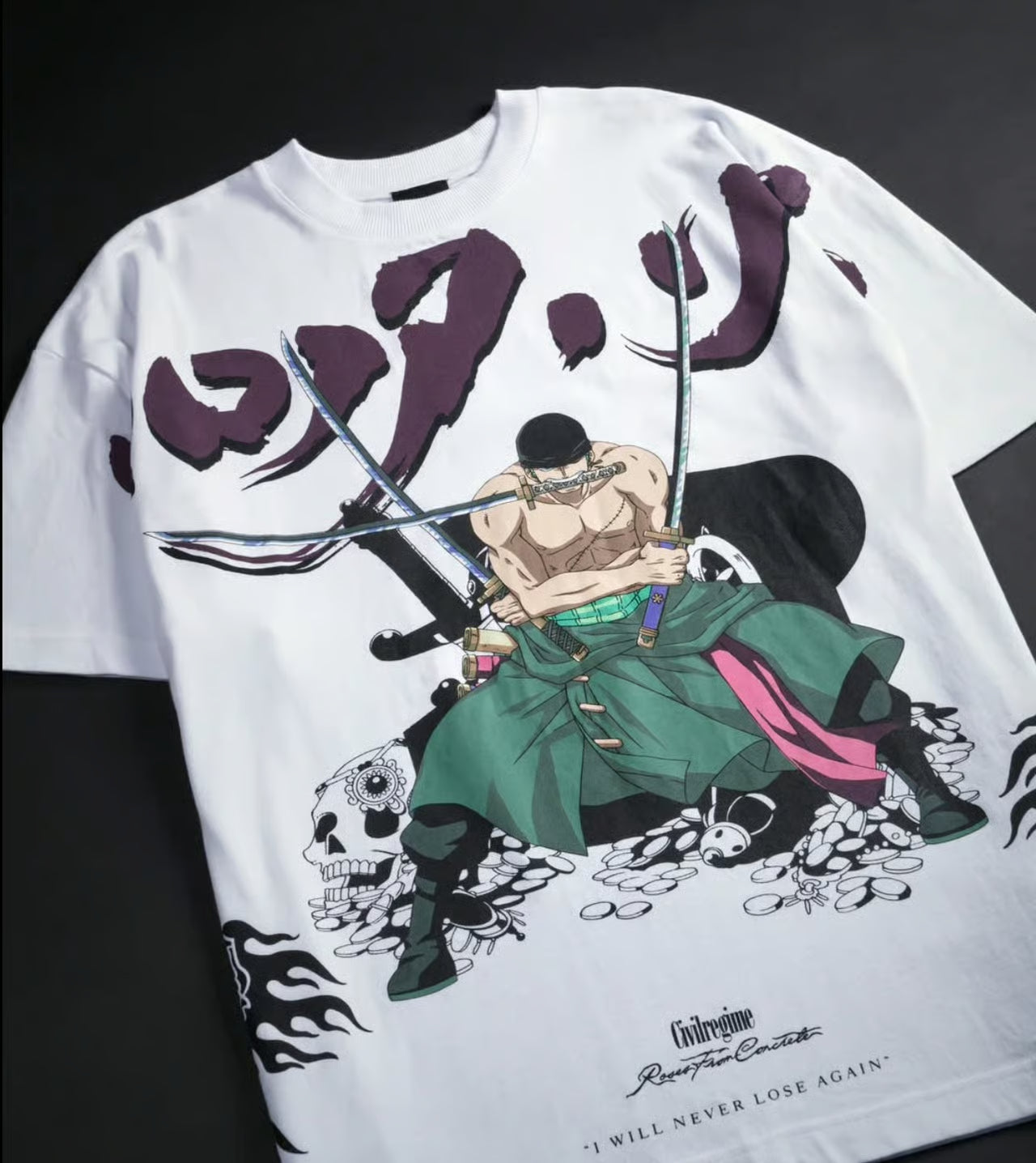 ZORO’S RISE AMERICAN CLASSIC OVERSIZED TEE IN WHITE