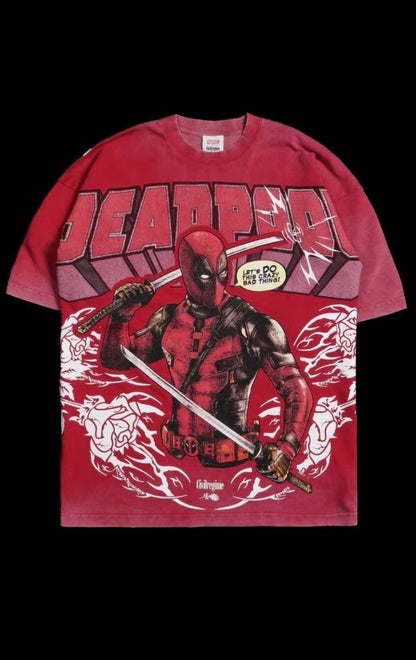 DEADPOOL AMERICAN CLASSIC OVERSIZED TEE IN VINTAGE ROSE RED